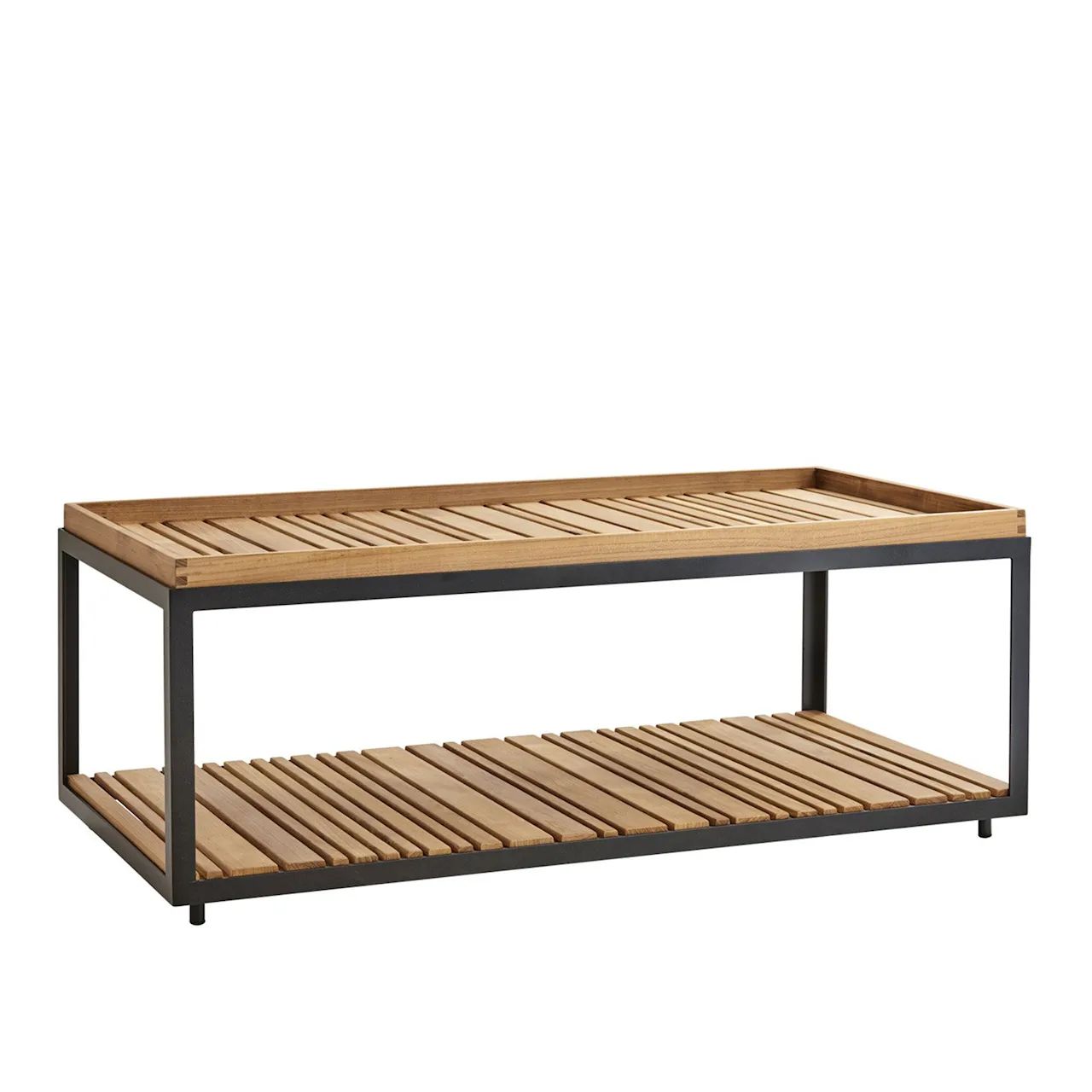 Level Coffee table Rectangular, Lava grey, Table top: Teak