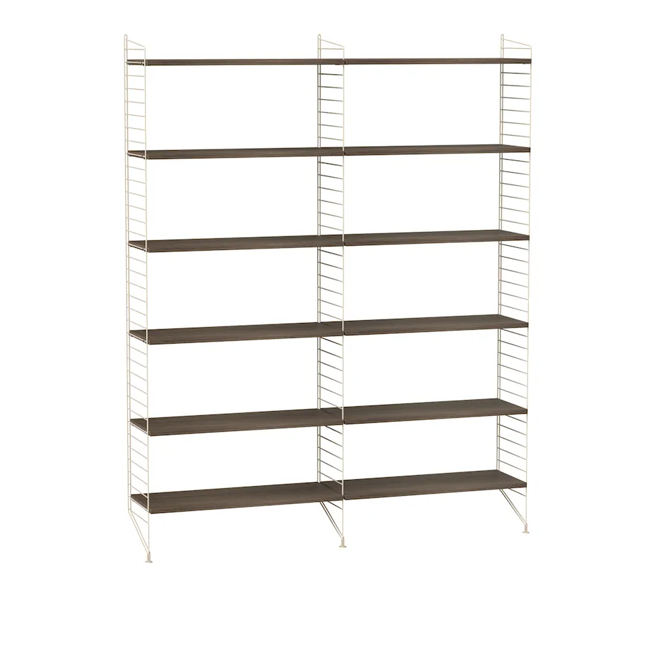 Living room shelving system A walnut/beige