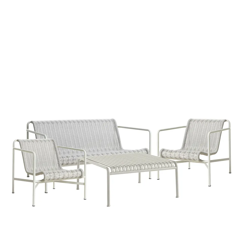 Palissade cord lounge group med lounge sofa, 2 lounge chairs & low garden table