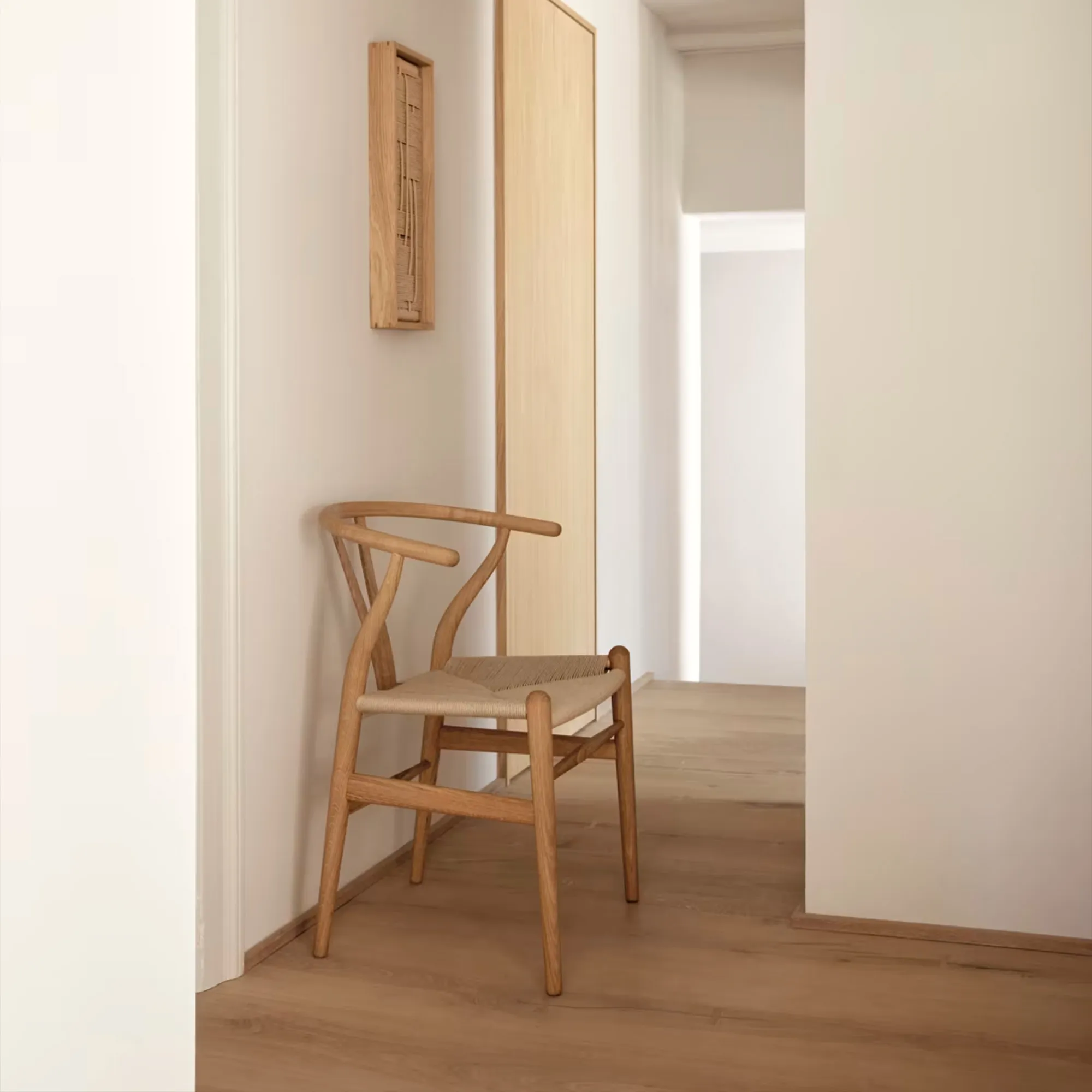 CH24 Wishbone Chair Oak/Black Cord - 5