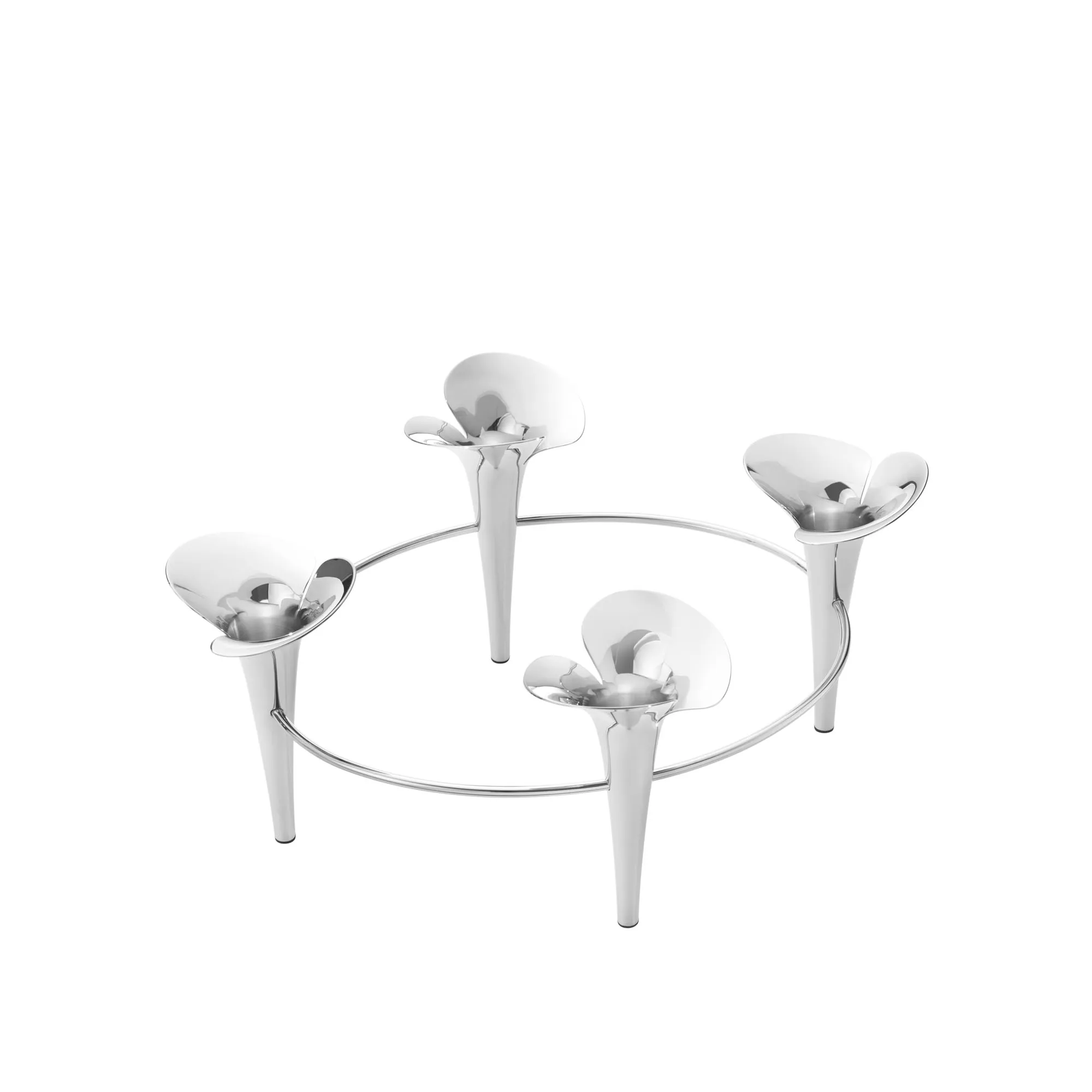 Bloom Botanica Taper Candleholder, 4 Candles, Silver - 3