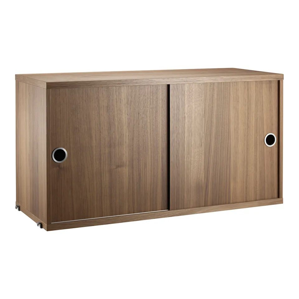 Cabinet with sliding doors 78x30cm walnut