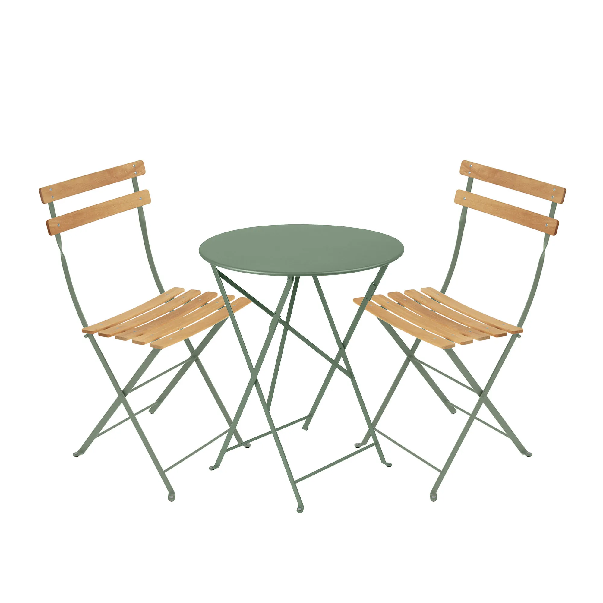 Bistro dining set Ø60cm & 2 wood chairs - 1