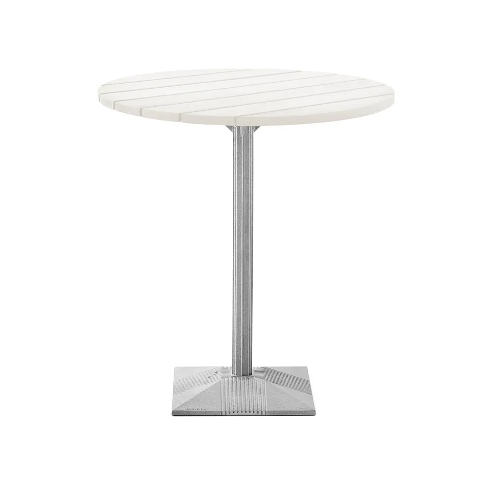 Table Lund - Small Foot Ø 70 White Lacquered Pine Wood/Nature