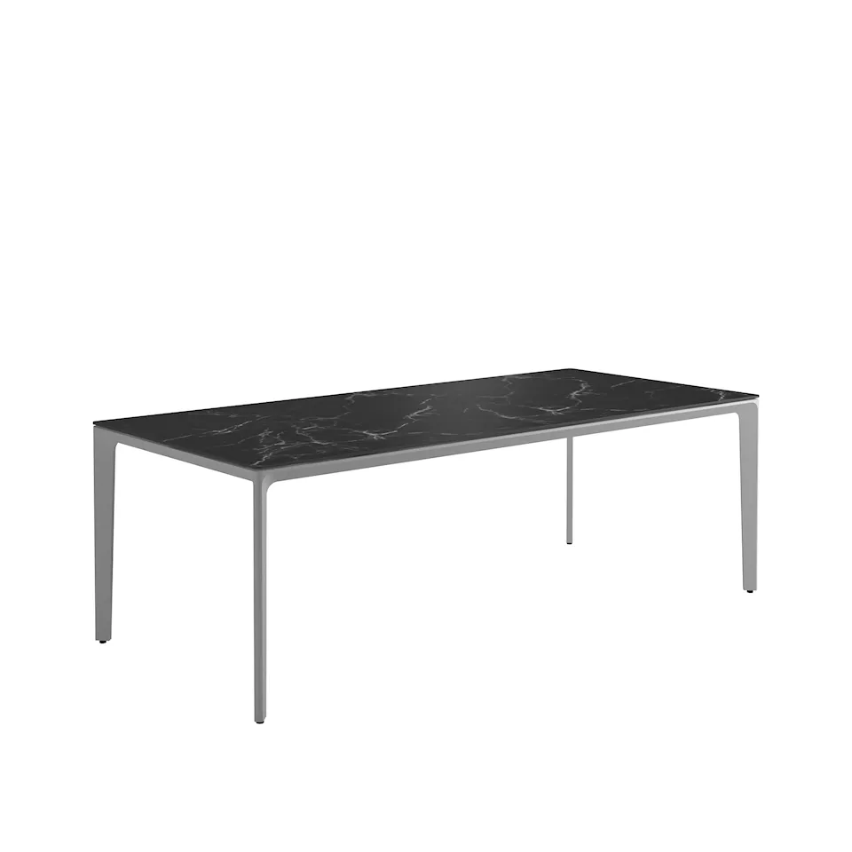 Carver 100 x 220 cm Square Dining Table, Nero Ceramic, White Frame