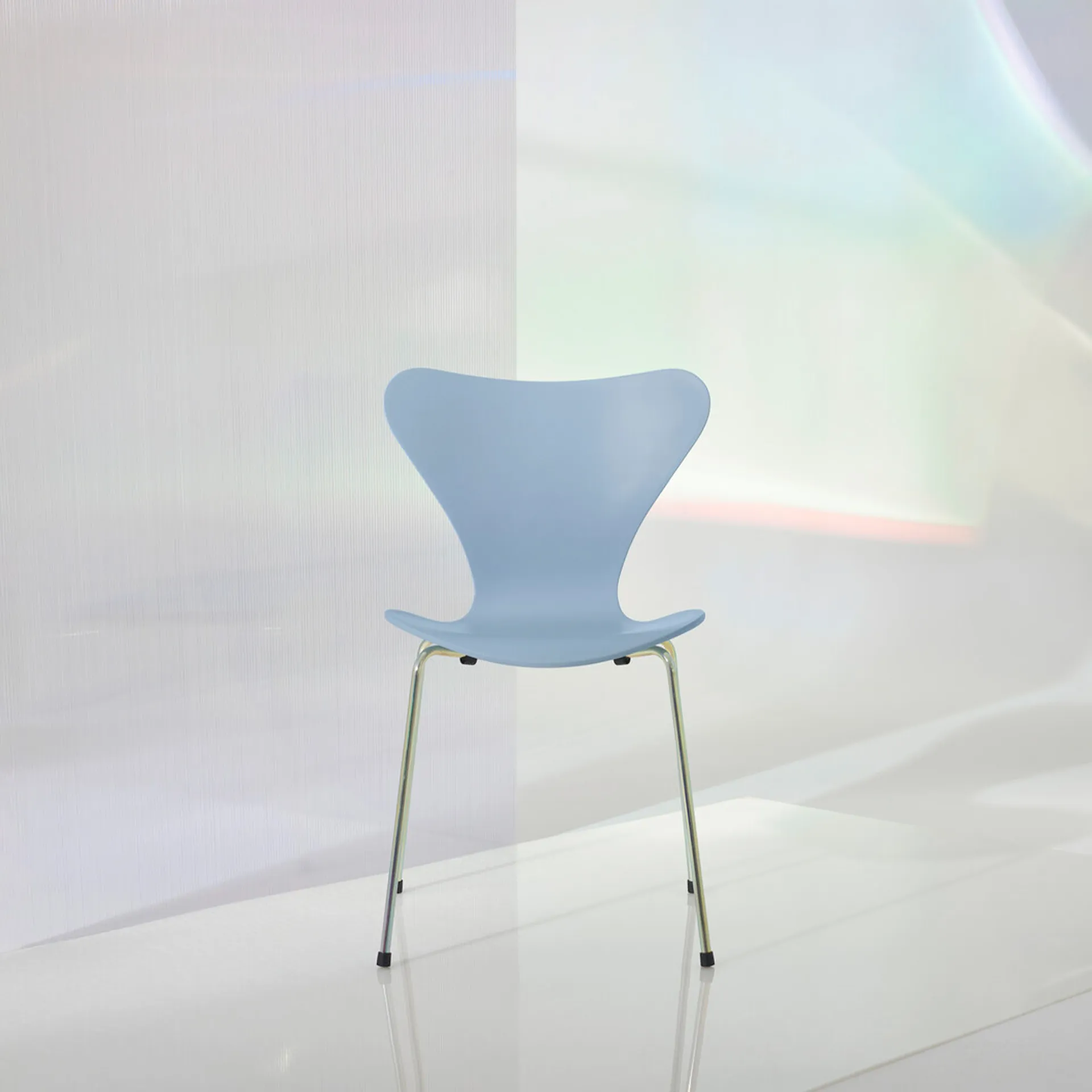 Sjuan 3107 chair steel frame rainbow 7:14 AM - Fritz Hansen - Arne Jacobsen - NO GA