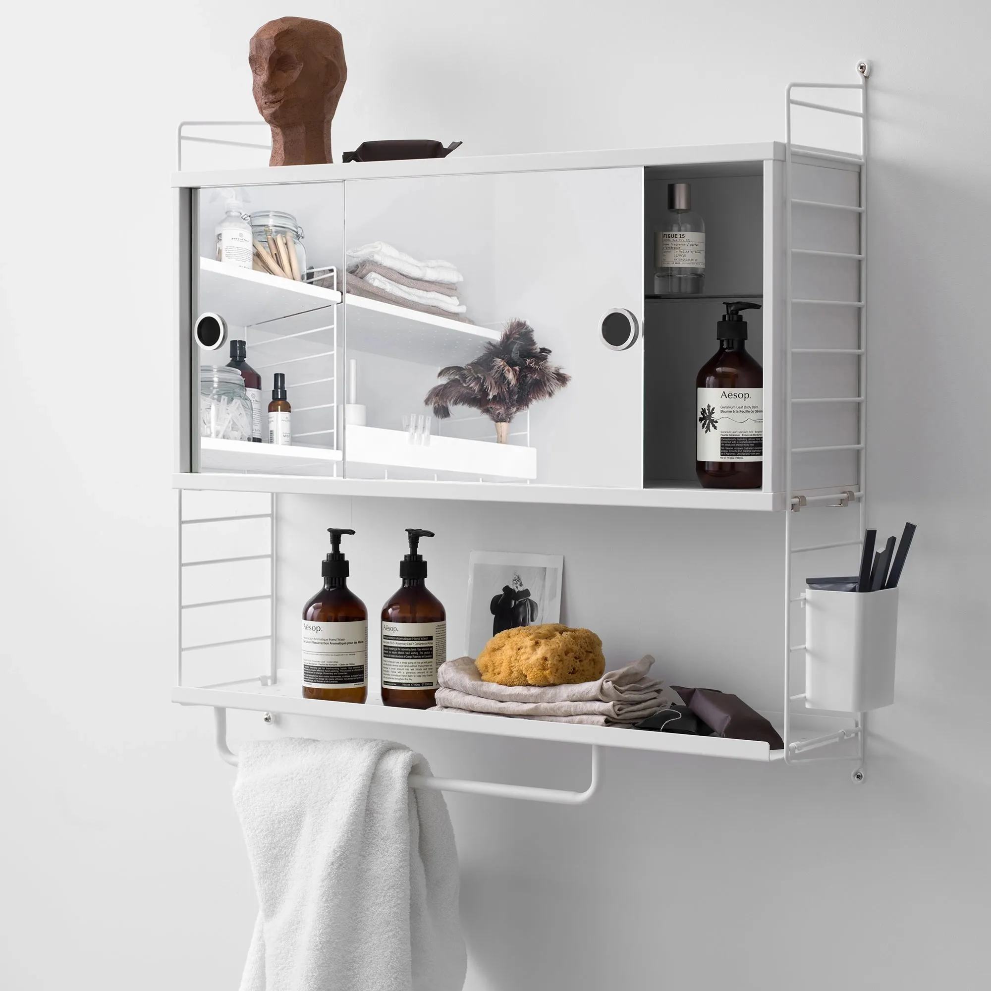 String Cabinet with Sliding Mirror Doors - 2