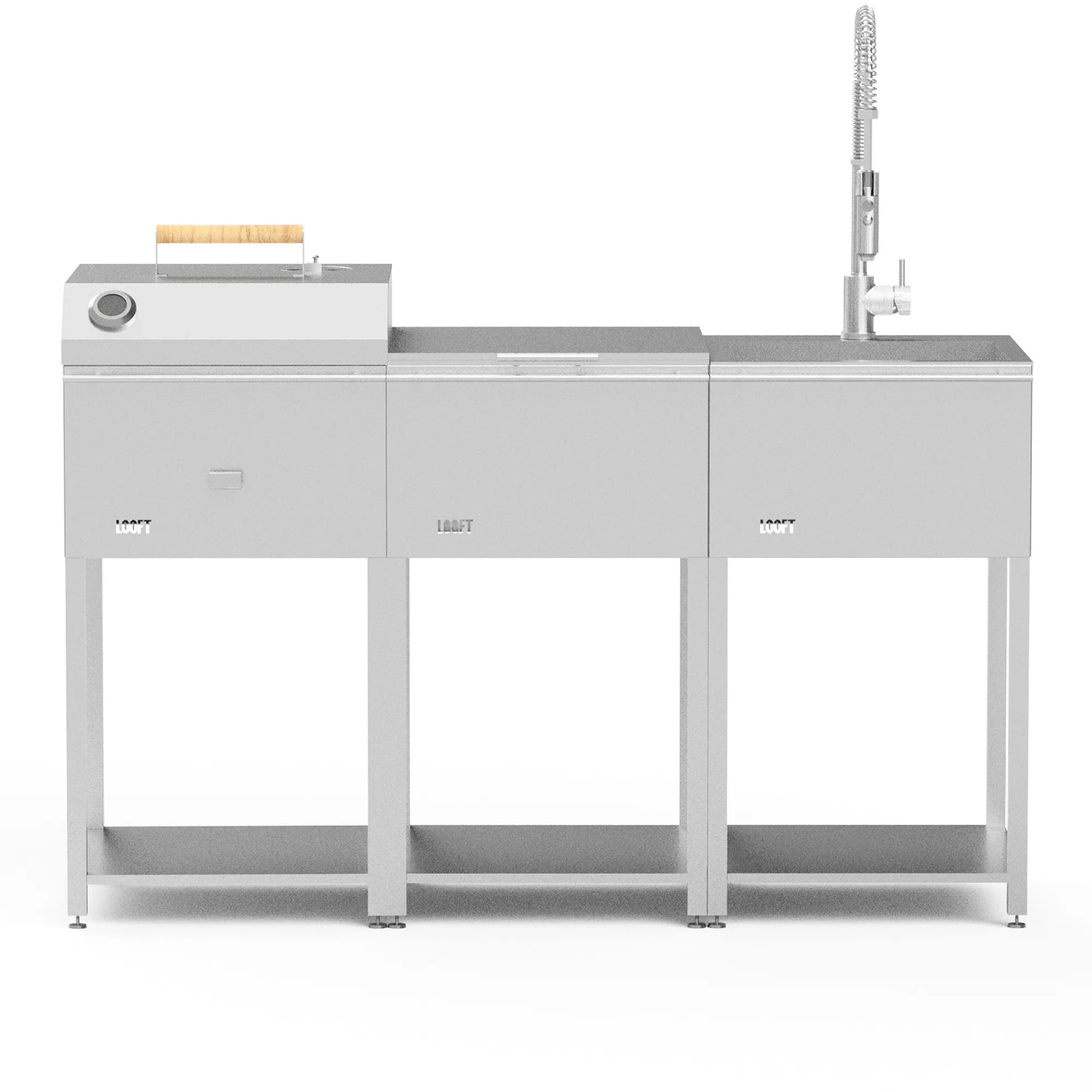 Combinatie B buitenkeuken met houtskoolgrill en spoelbak - 1