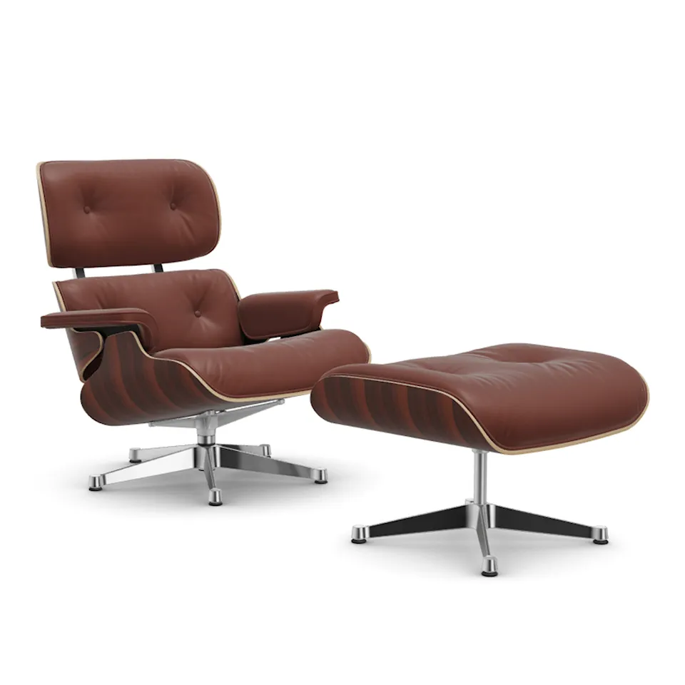 Eames Lounge Chair & Ottoman Santos Palisander Polished Base