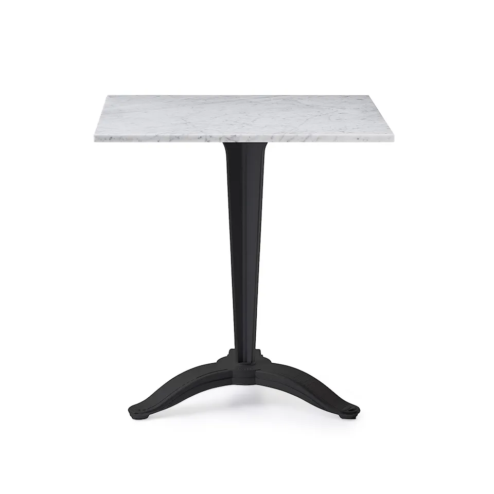 Table Calais - Big Foot 60 x 70 White Carrara Marble/Black Lacquered Aluminium