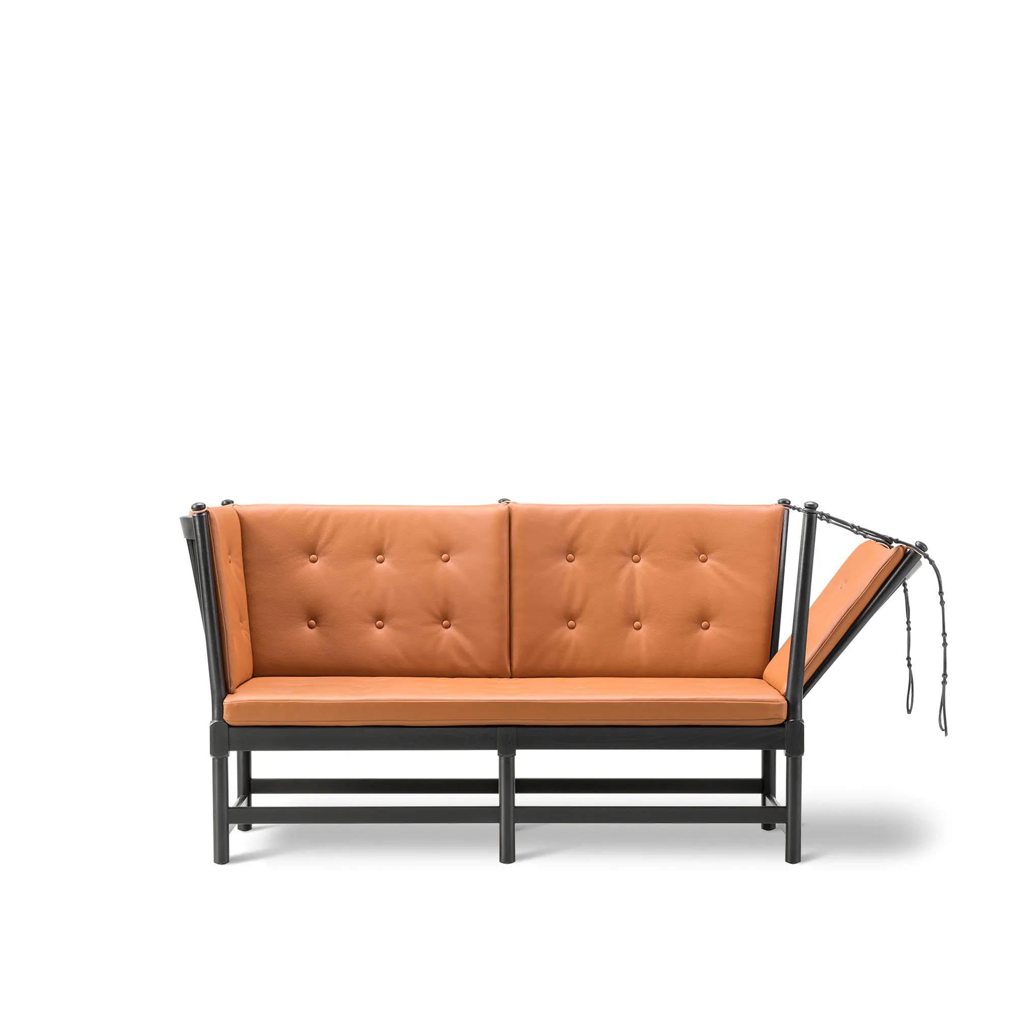 Spoke-Back 2-zitsbank zwart gelakt eiken - 1