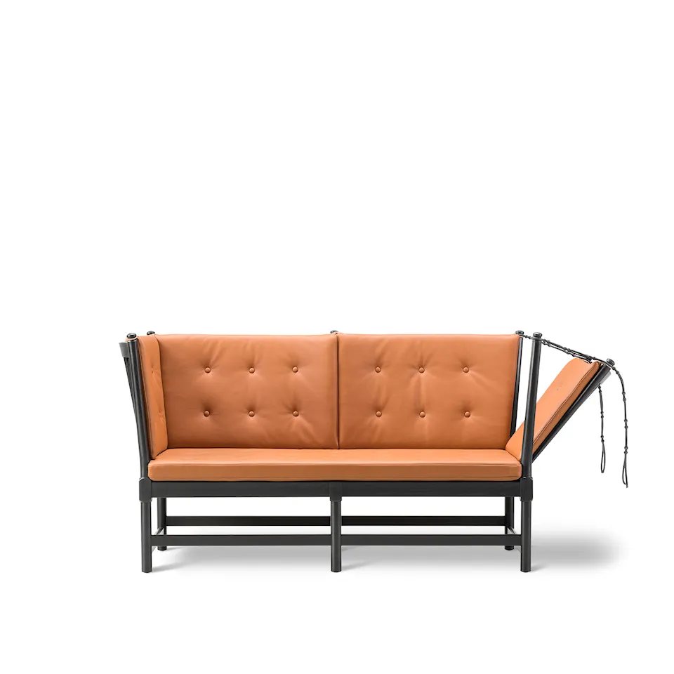 Spoke-Back 2-zitsbank zwart gelakt eiken