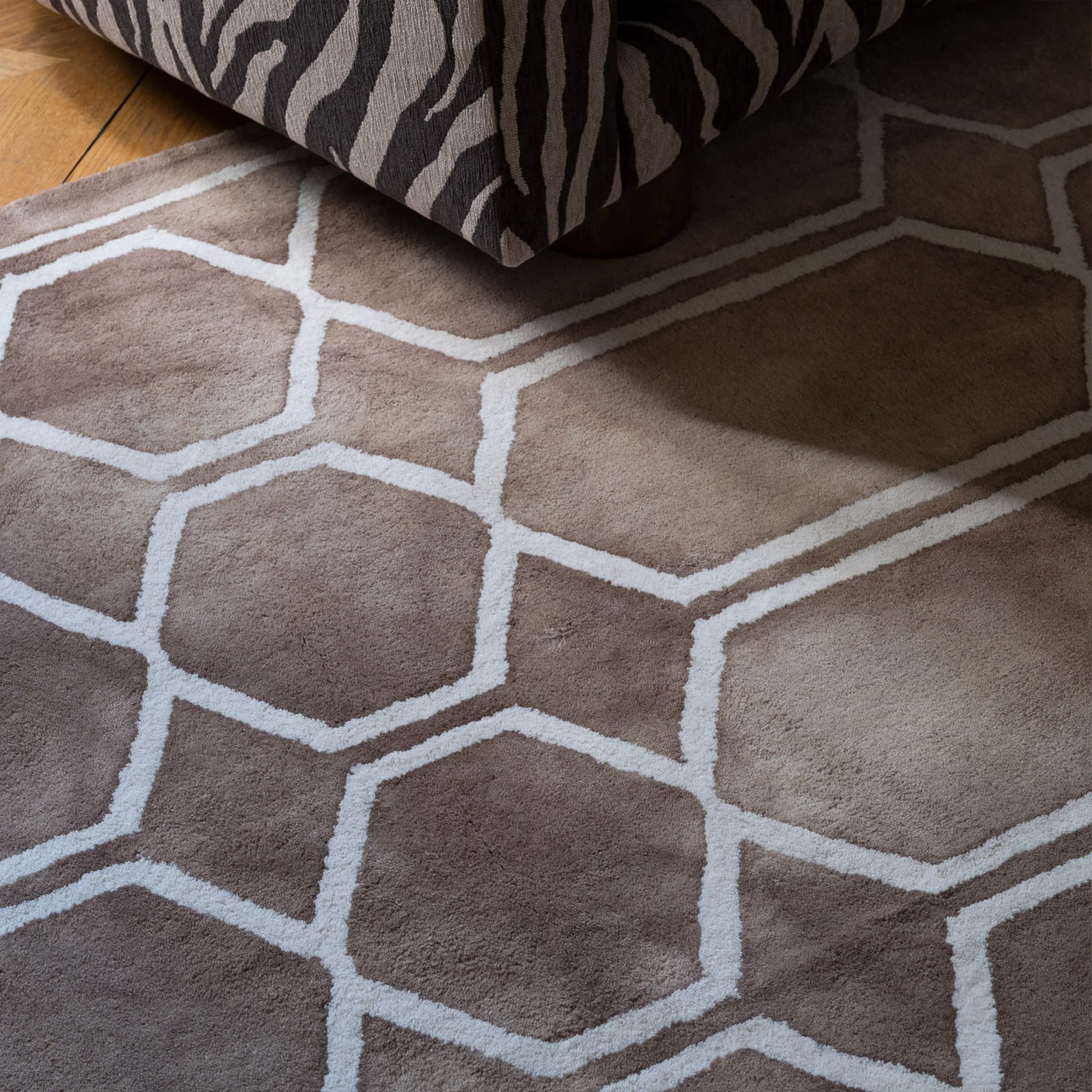 Tie Dye Beige Wool Rug - 3
