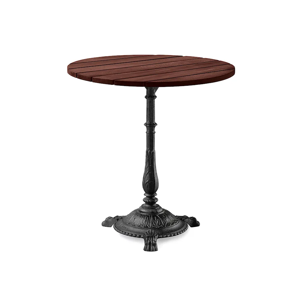 Table Classic Ø 70 Brown Lacquered Pine Wood/Black Lacquered Aluminium