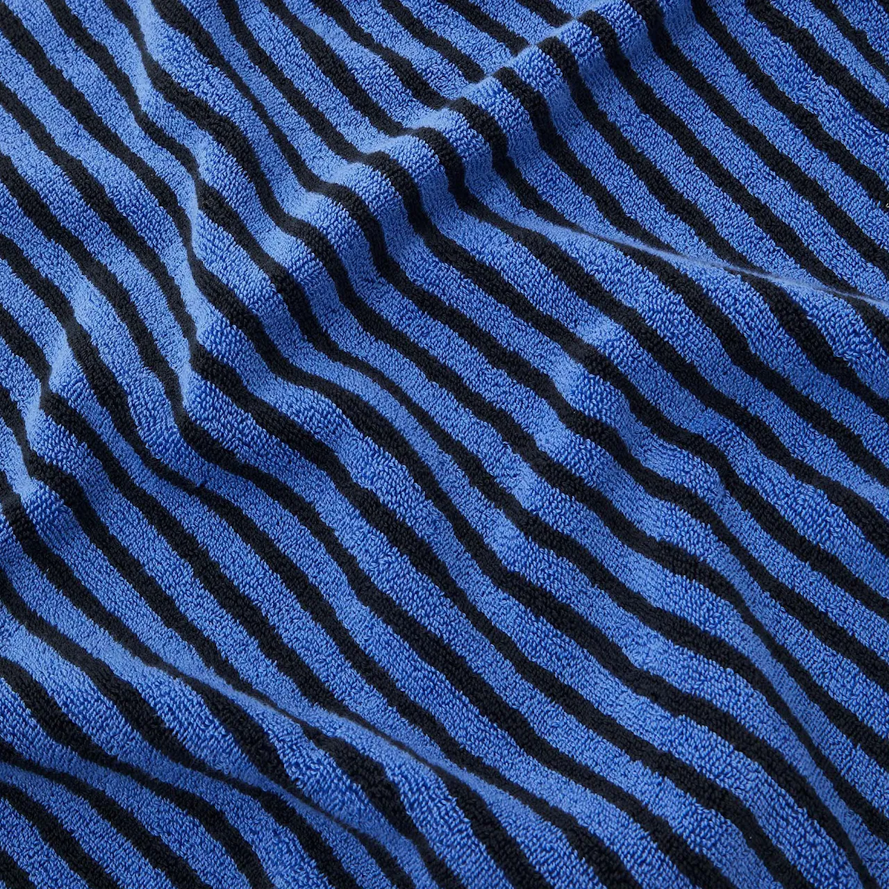 Terry Towel Black & Blue Stripes