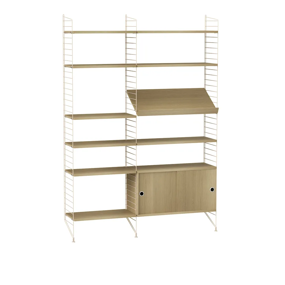 Living room shelving system H oak/beige