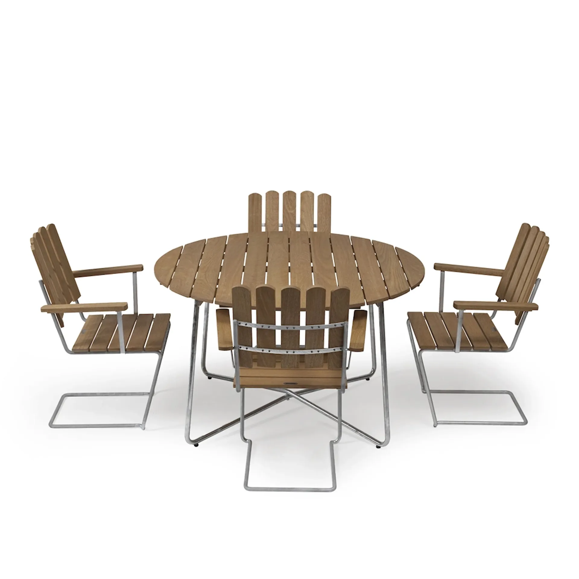 The classic series - 9A Table & 4 pcs A2 Armchairs - Grythyttan Stålmöbler - NO GA