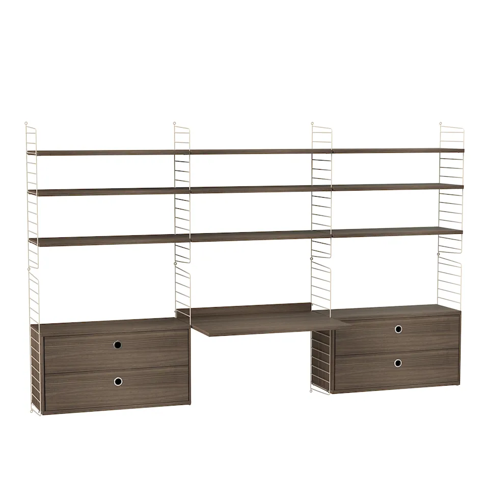 Kontor reolsystem F valnød/beige