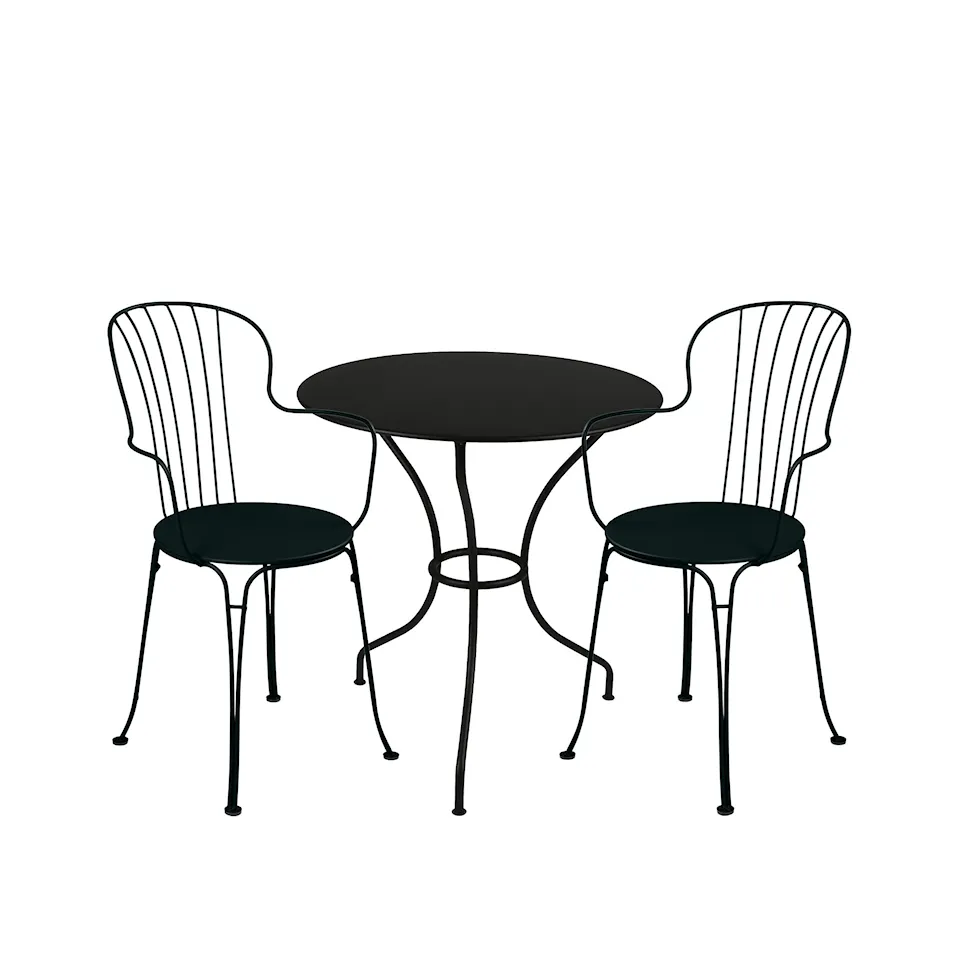 Opéra+ dining set pedestal table Ø67cm & 2 armchairs