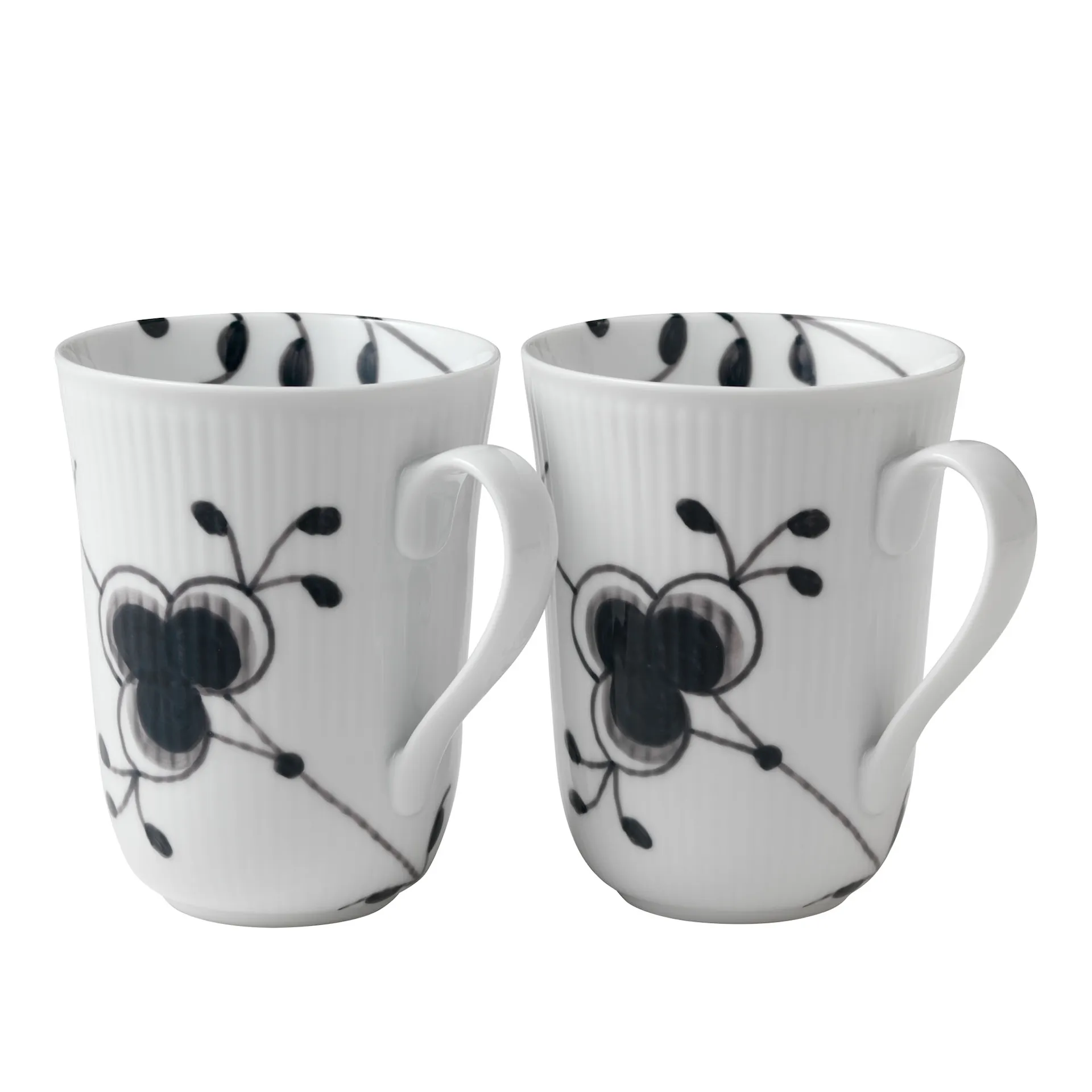 Black Fluted Mega Mug 36 cl 2 pcs - Royal Copenhagen - NO GA