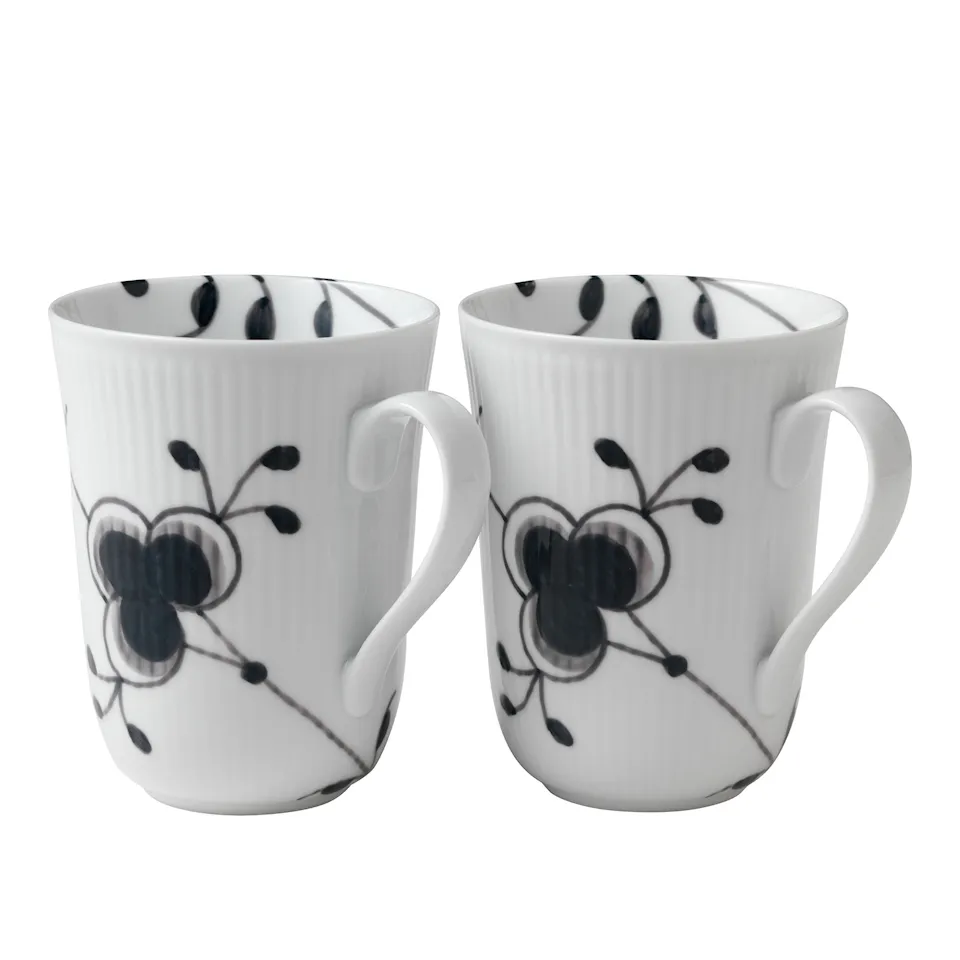 Black Fluted Mega Mug 36 cl 2 pcs