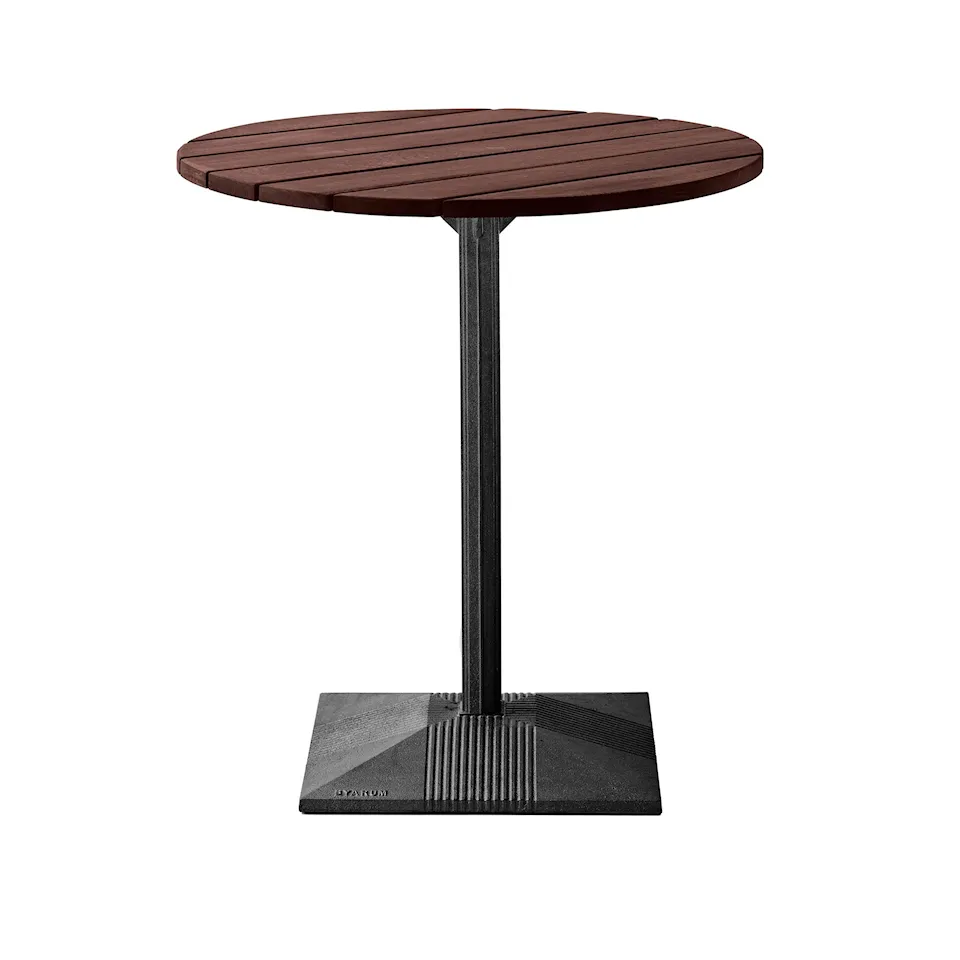 Table Lund - Big Foot Ø 70 Brown Lacquered Pine Wood/Black Lacquered Aluminium