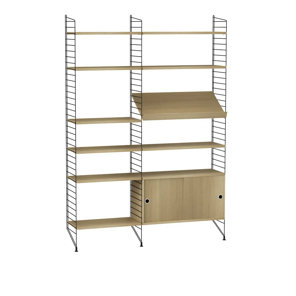 Living room shelving system H oak/black