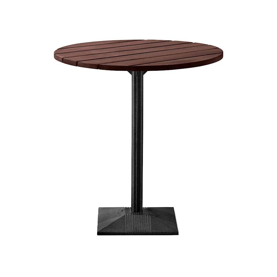 Table Lund - Small Foot Ø 70 Brown Lacquered Pine Wood/Black Lacquered Aluminium