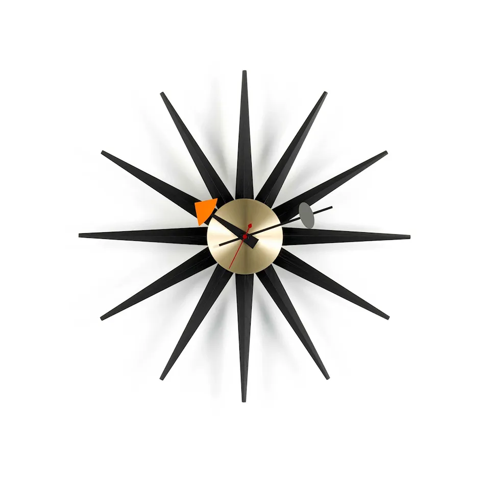 Sunburst Clock Black/Brass