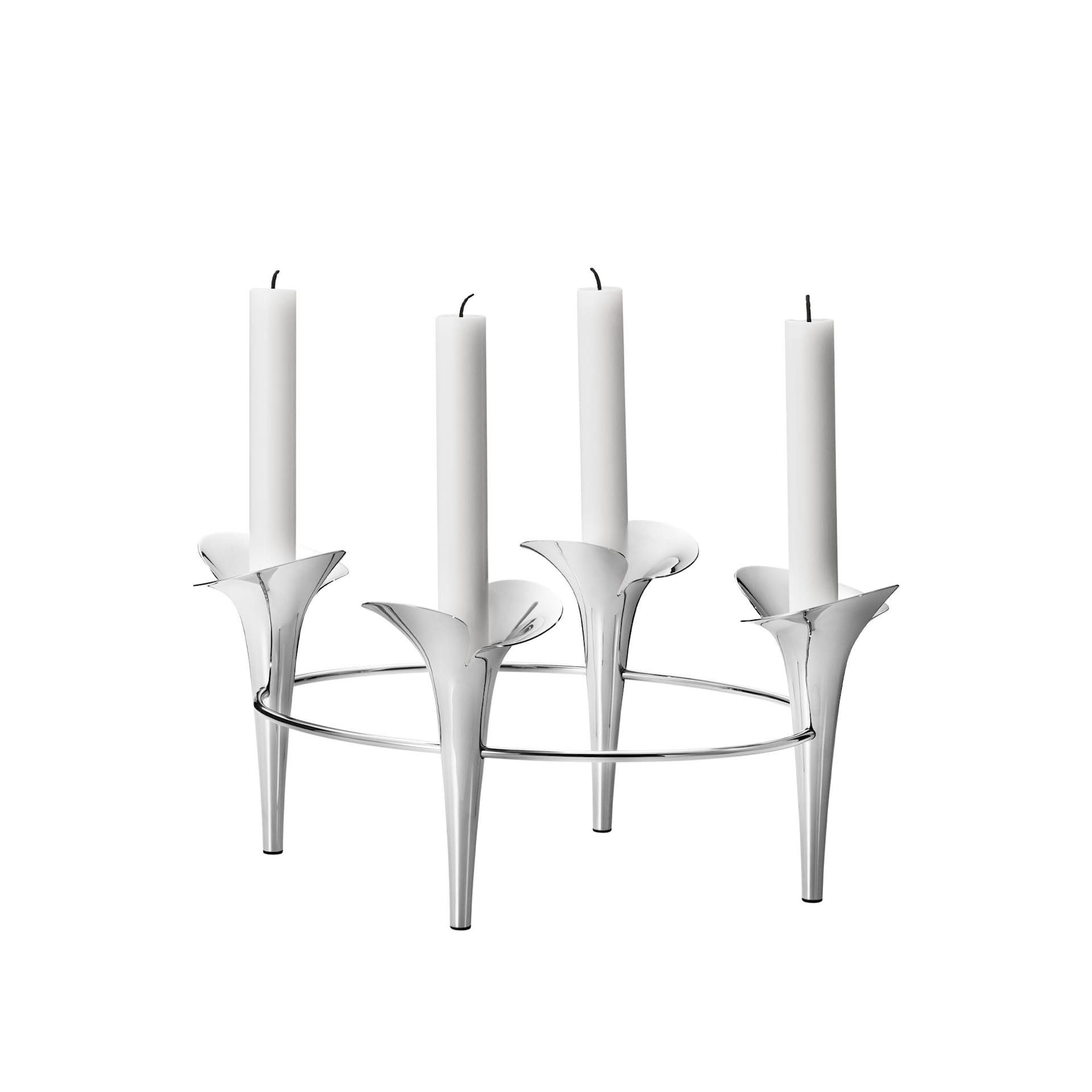 Bloom Botanica Taper Candleholder, 4 Candles, Silver - Georg Jensen - NO GA