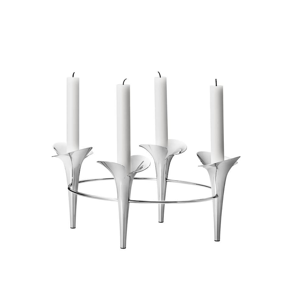 Bloom Botanica Taper Candleholder, 4 Candles, Silver