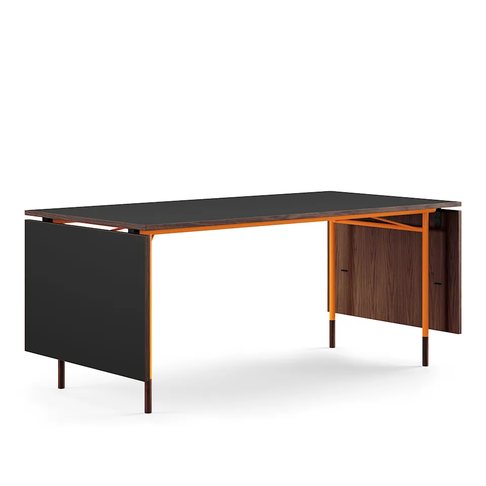 Nyhavn Dining Table, With Extensions, Walnut, Orange Steel