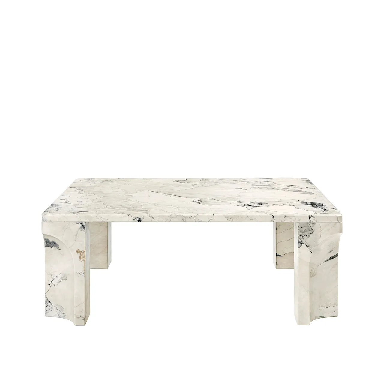 Doric Coffee Table - Square, Neutral White Travertine