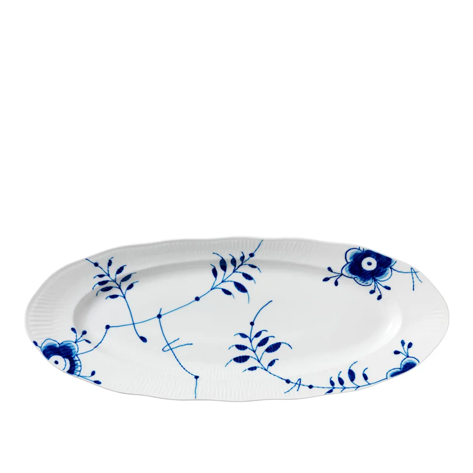 Blue Fluted Mega Oval Dish 60 cm