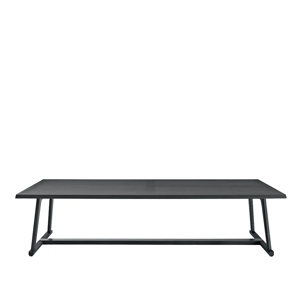 Recipio '14 Rectangular Table 290, Brushed Black Oak, LXC12, Bronzed nickel painted crosspiece