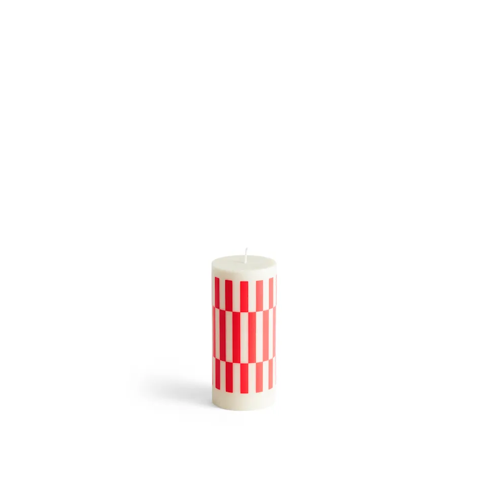 Column Candle Small - Off-white and red