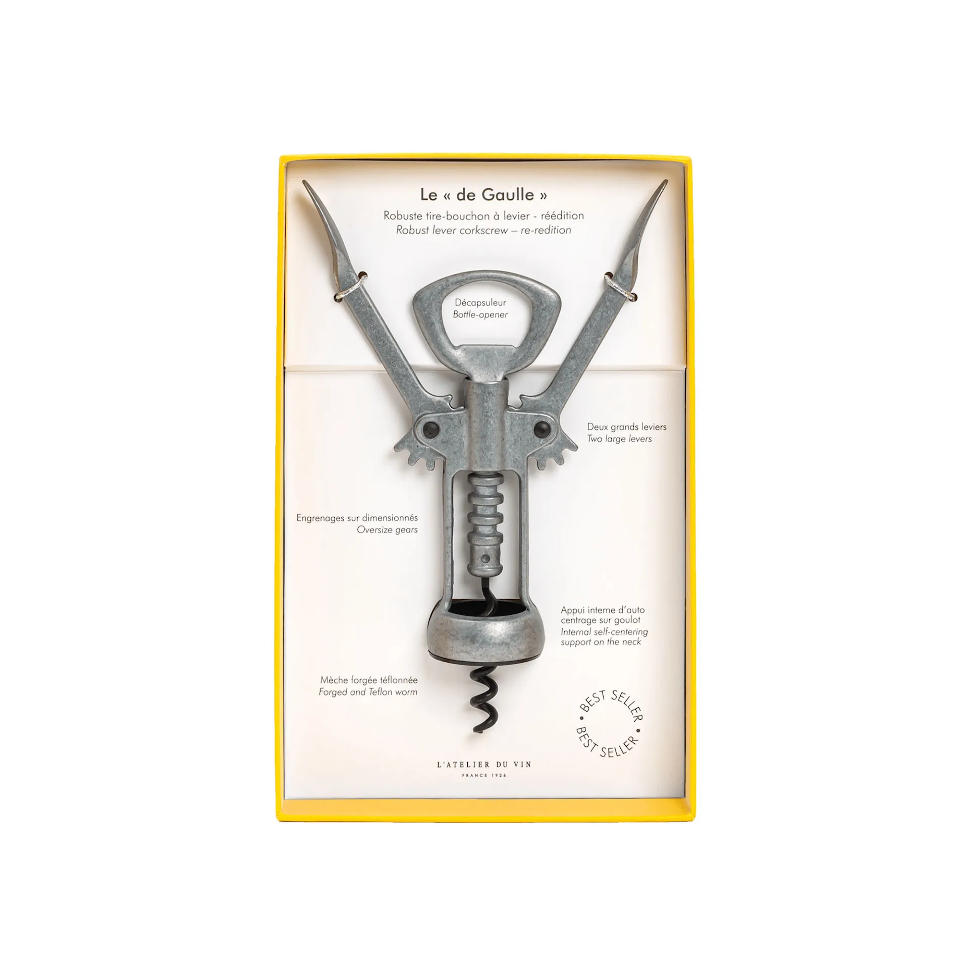 De Gaulle Winged Corkscrew - L'Atelier du Vin - NO GA