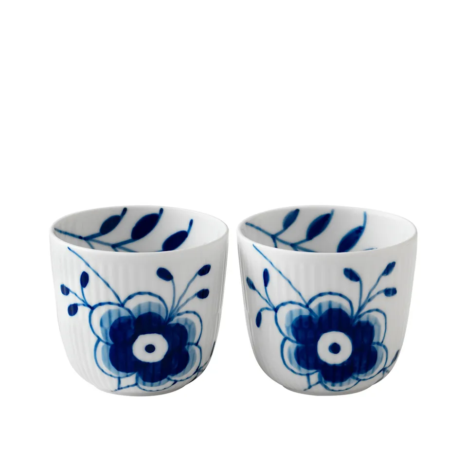 Blue Fluted Mega Candle Holder 2 pcs