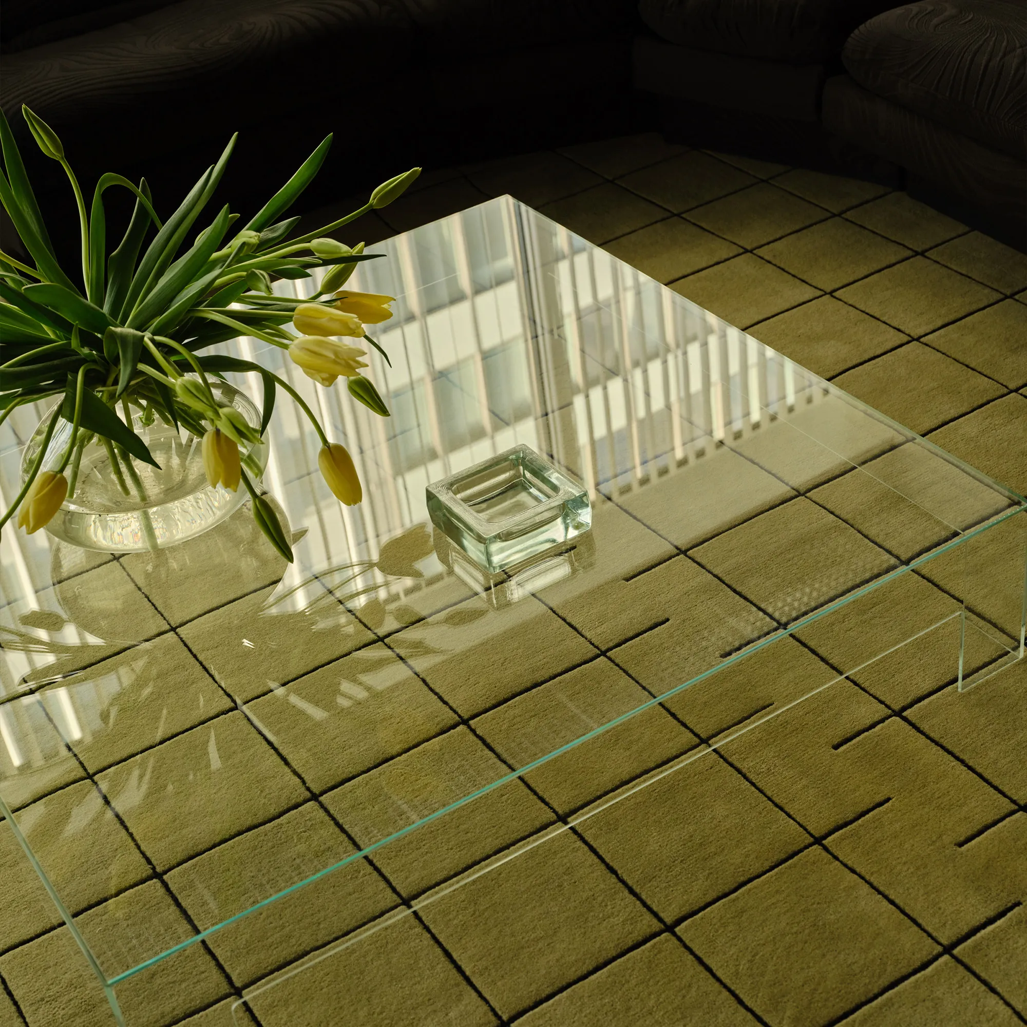 Grid Pistachio/Black Wool Rug - 3
