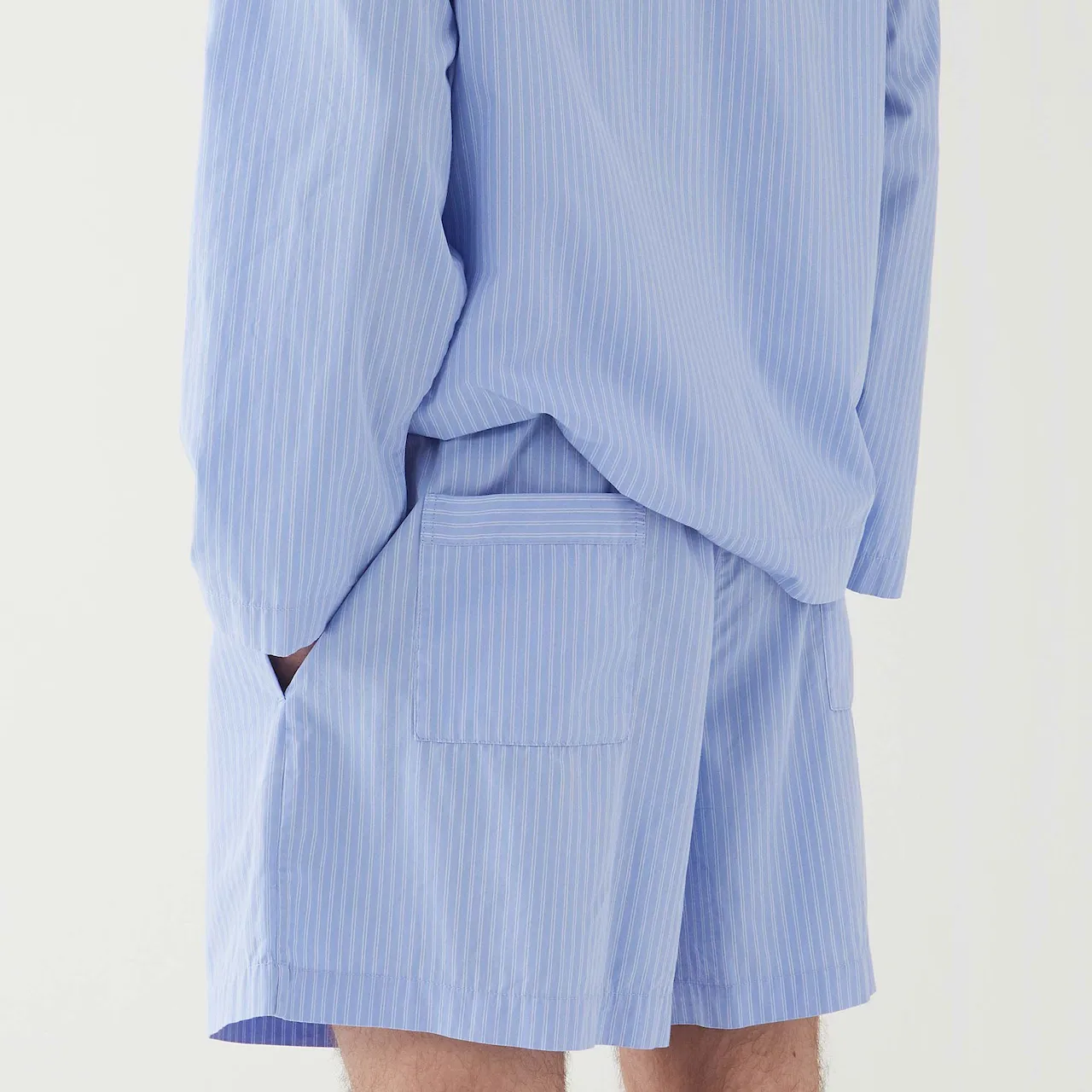 Poplin Pyjamas Shorts Blue Pin Stripes