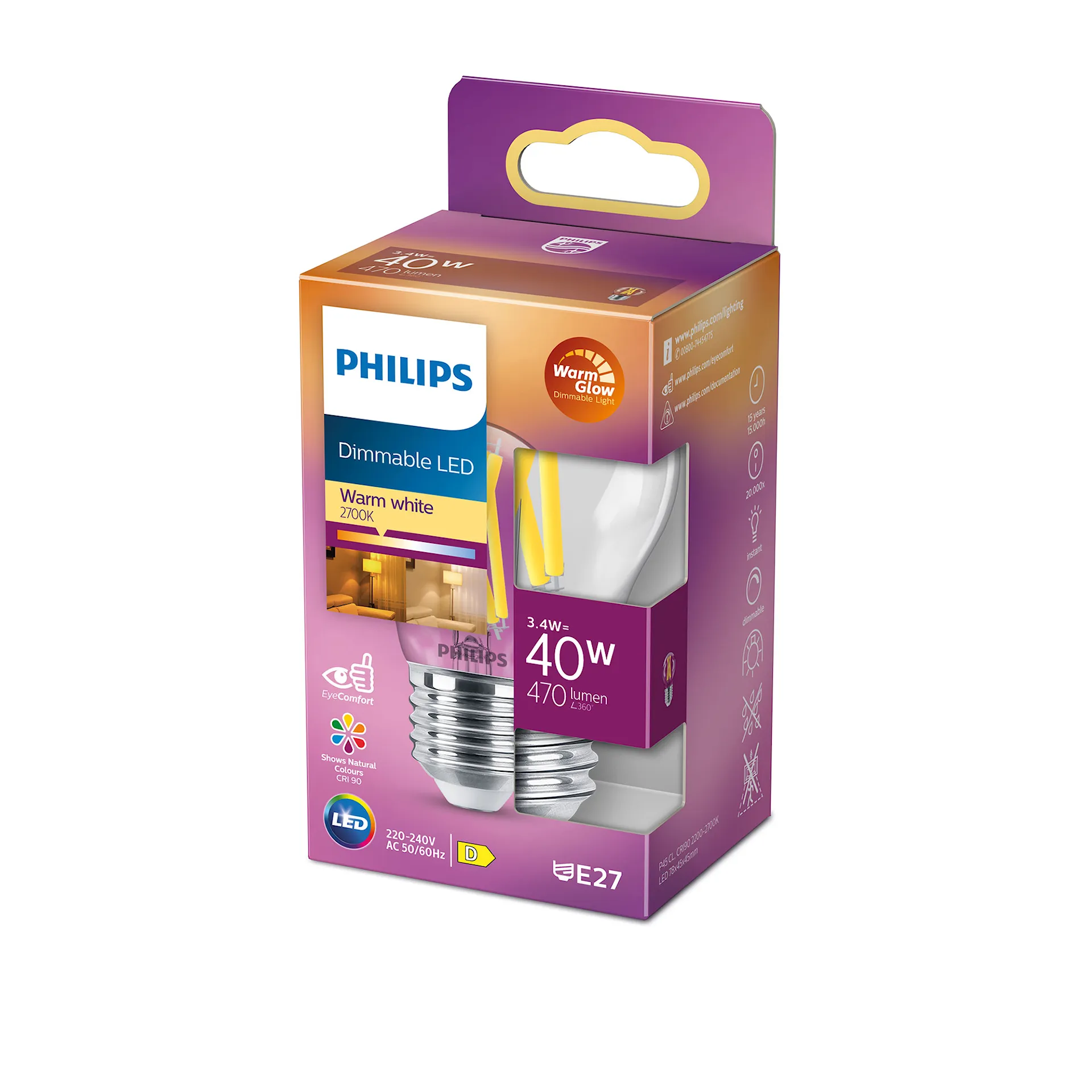 LED Classic Globe 3,4W E27 - Philips - NO GA