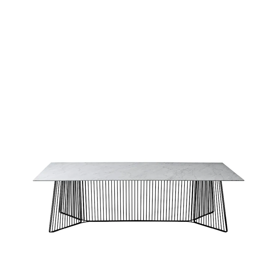 Anapo Table 250x105 - Carrara Marble Top, Black Painted Steel