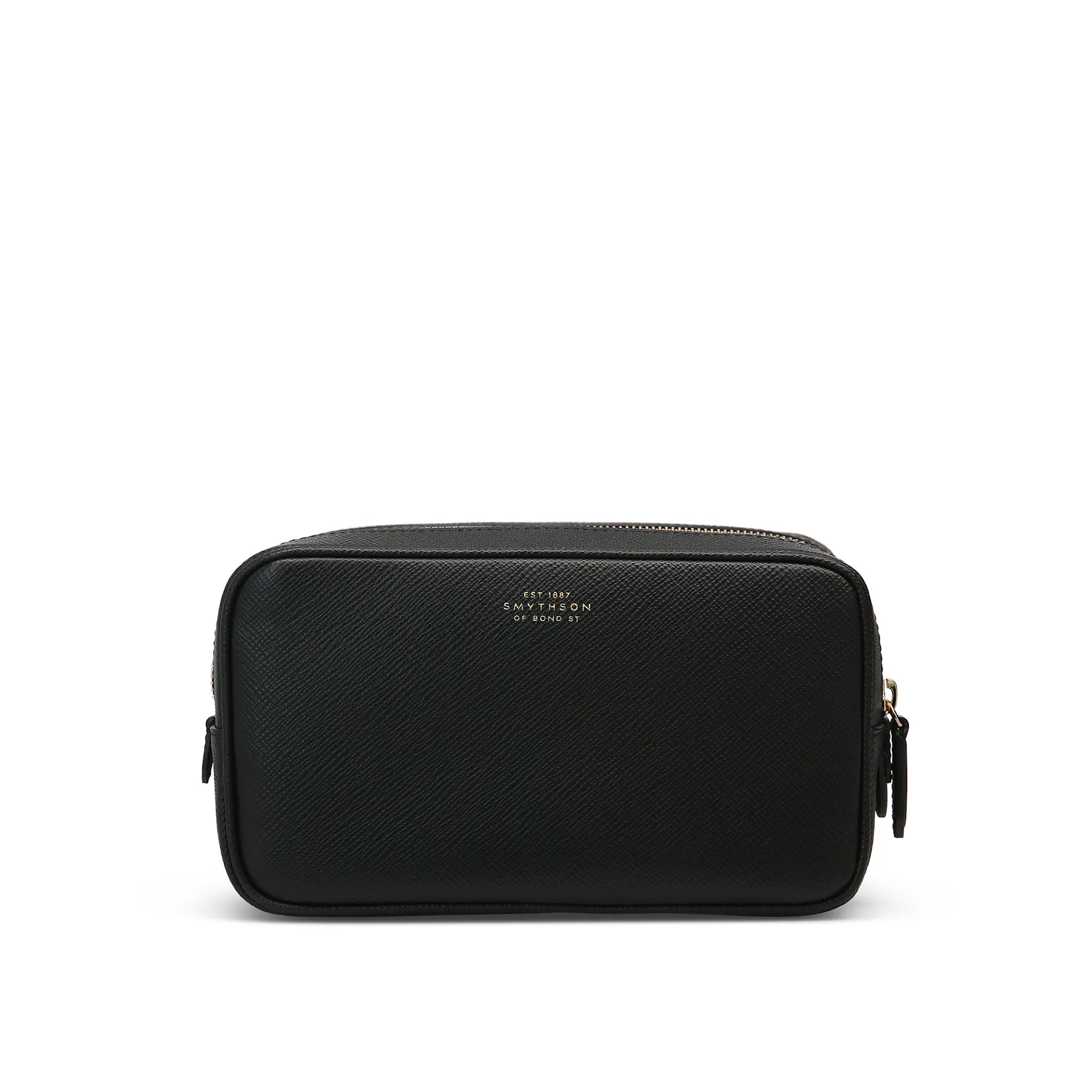 Panama Double Zip Washbag - Black - Smythson - NO GA