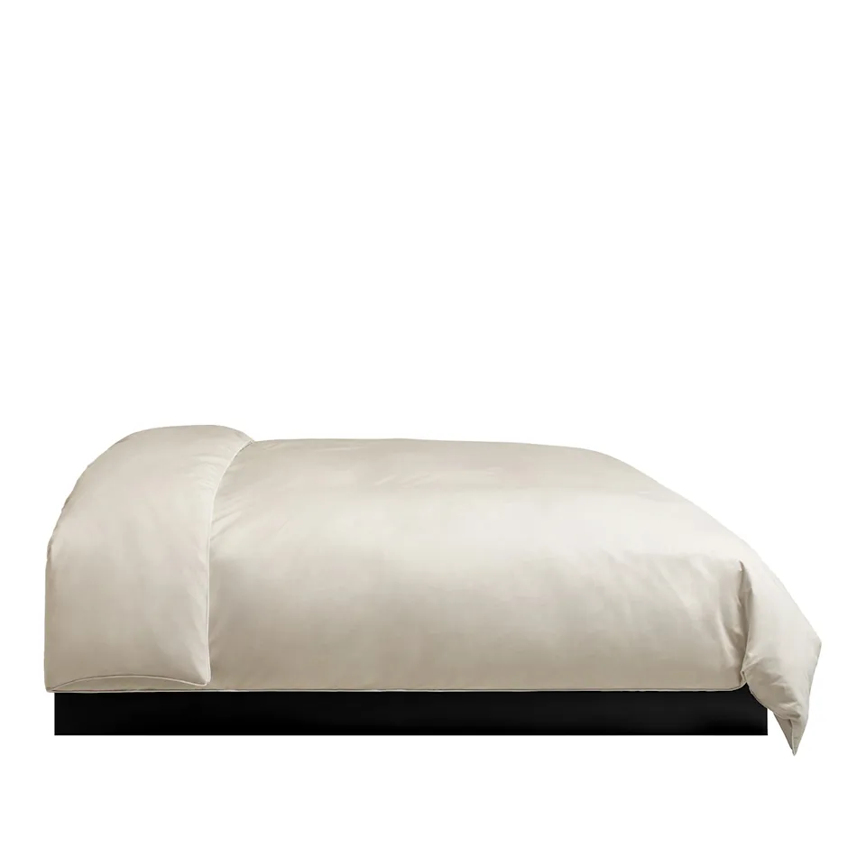 Percale Duvet Cover Sand/White