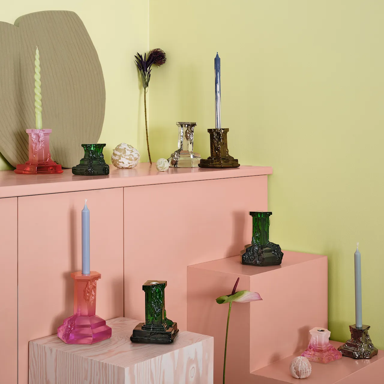 Rocky Baroque Candlestick Emerald Green 95 mm