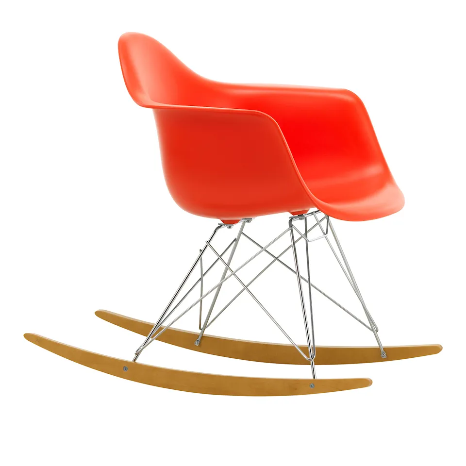 Eames RE Plastic Plastic Armchair RAR - 03 Poppy Red - Chrome Base - Golden Maple