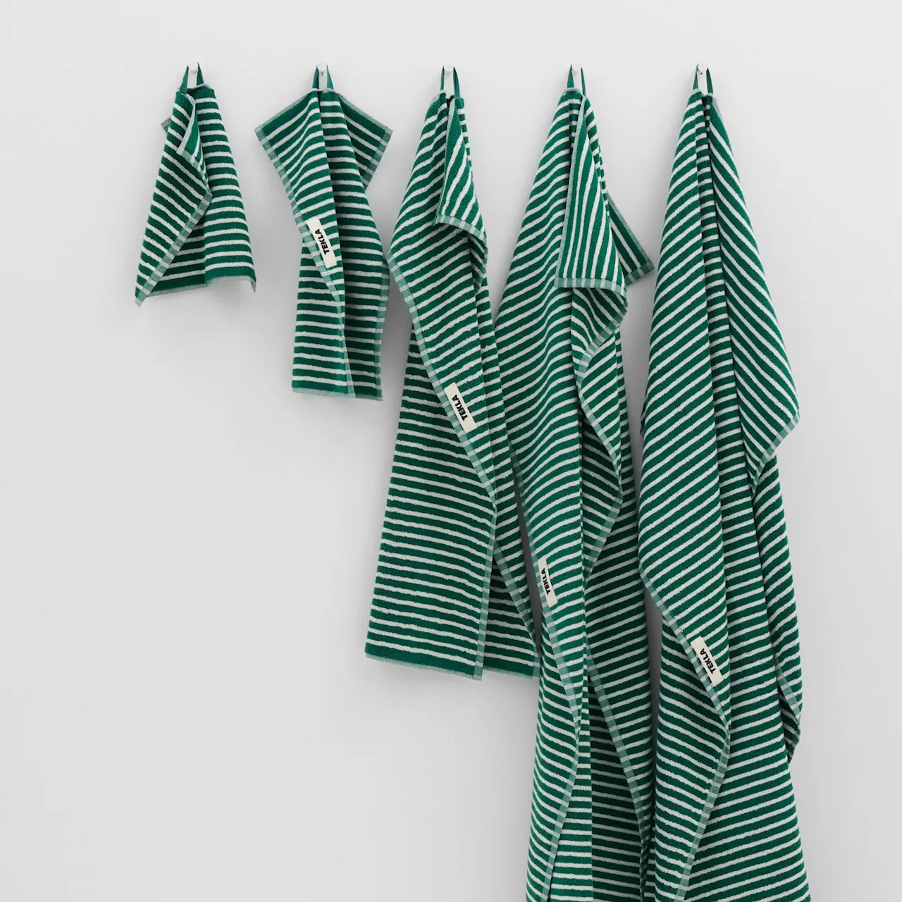 Terry håndklæde teal green stripes