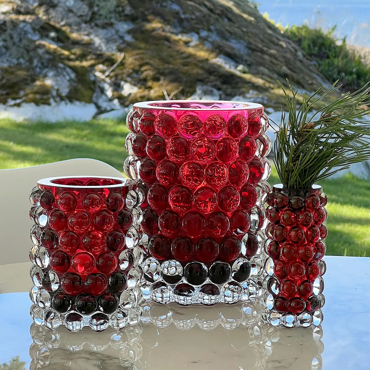 Hurricane Boule tealight holder 18 cm red