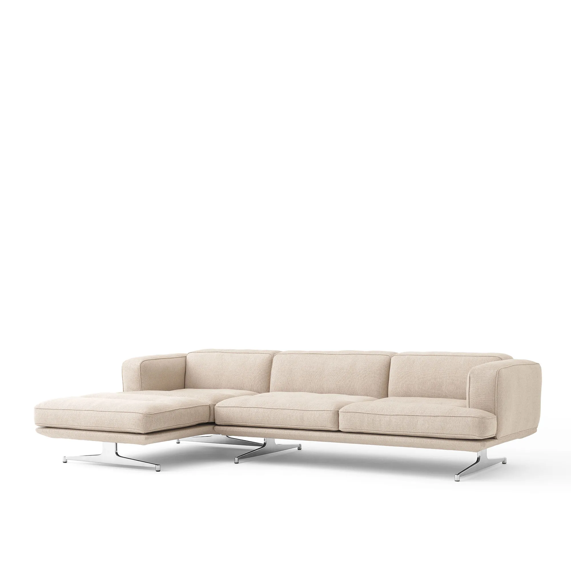 Inland AV42 left chaise longue polished aluminium legs - 1