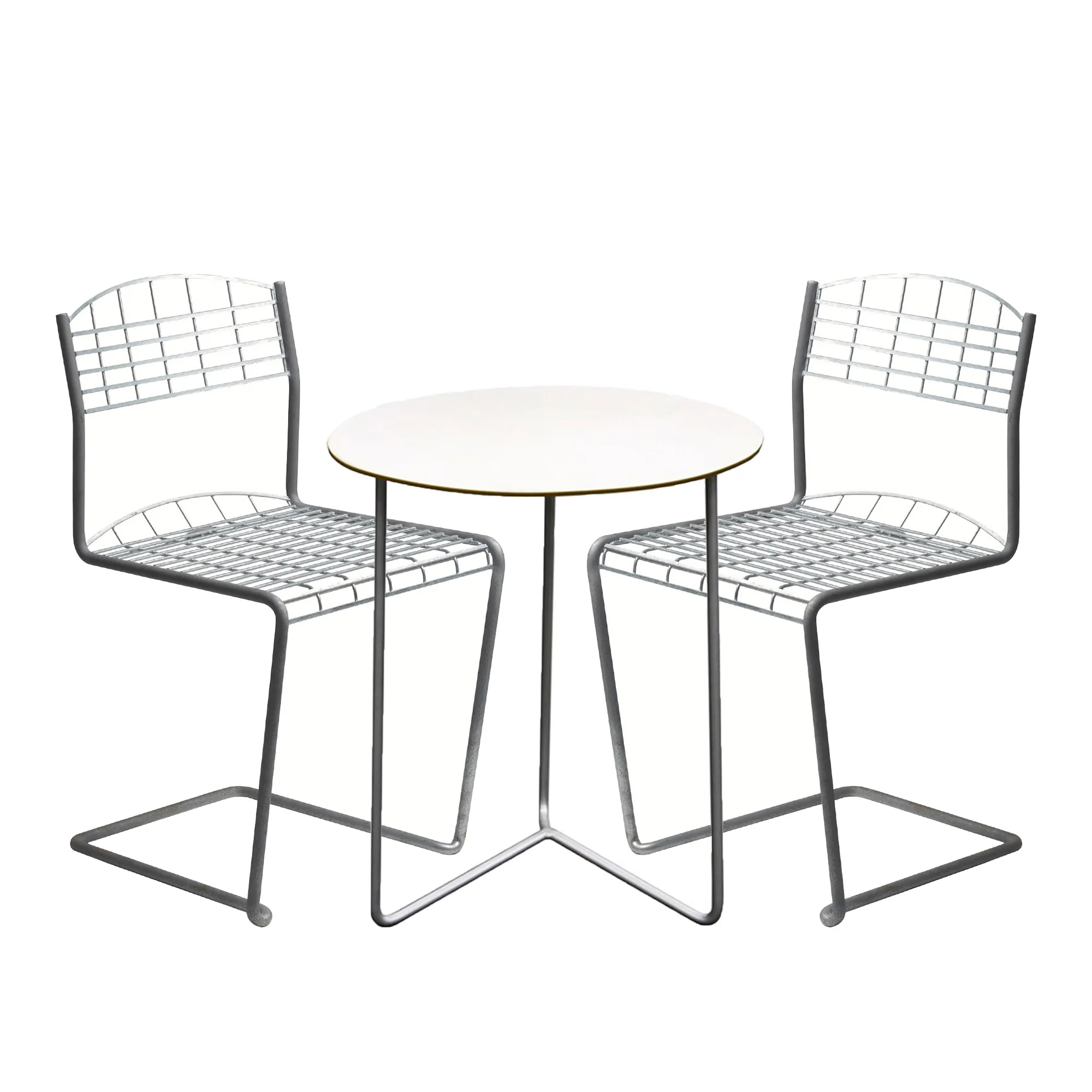 High tech dining group round table Ø60cm & 2 chairs - 1
